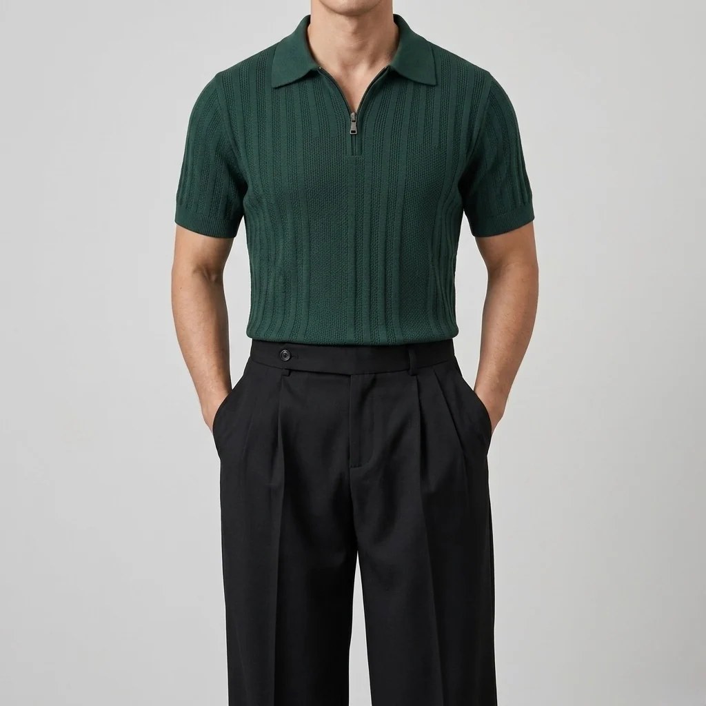 Emerald Green - Capri Zip Knit Polo