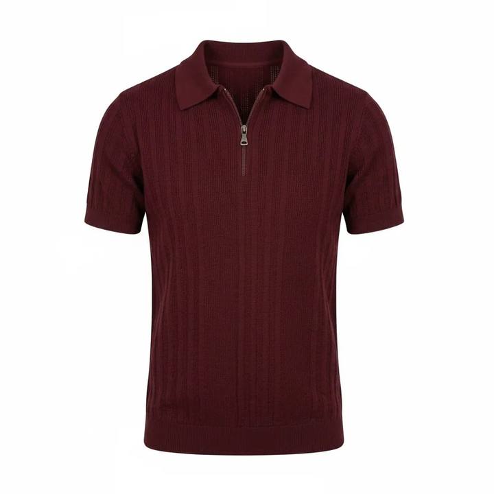 Crimson Burgundy - Capri Zip Knit Polo