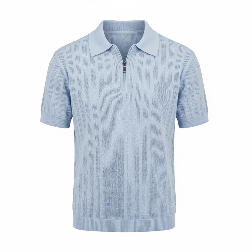 Sky Blue - Capri Zip Knit Polo
