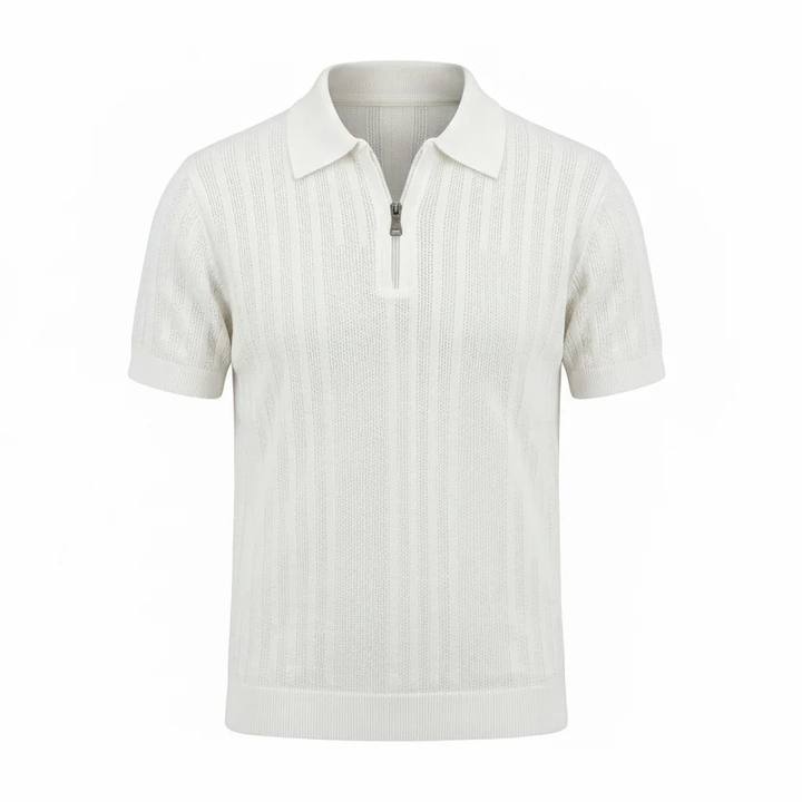 Pearl White - Capri Zip Knit Polo