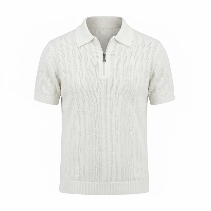 Pearl White - Capri Zip Knit Polo