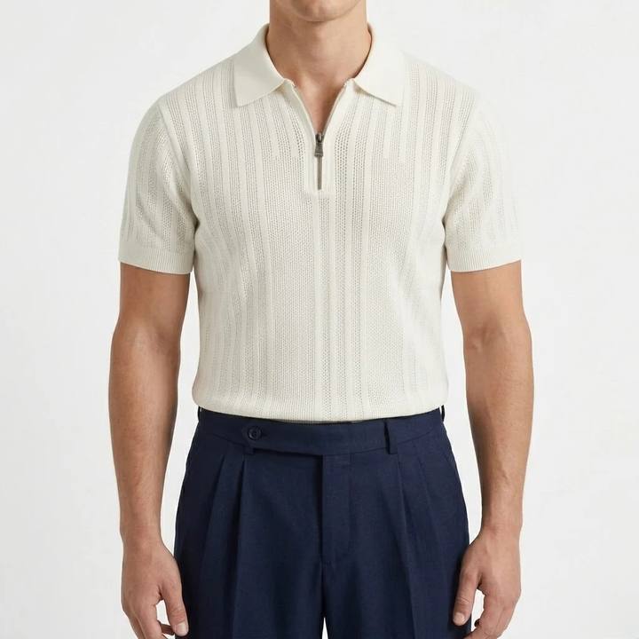 Pearl White - Capri Zip Knit Polo