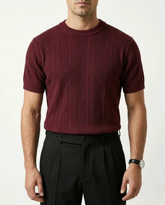Crimson Burgundy - Arabesque Knit Tee