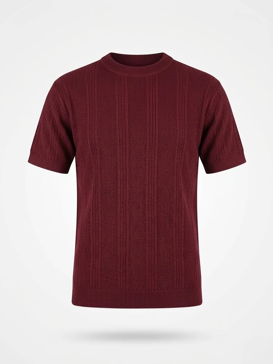 Crimson Burgundy - Arabesque Knit Tee