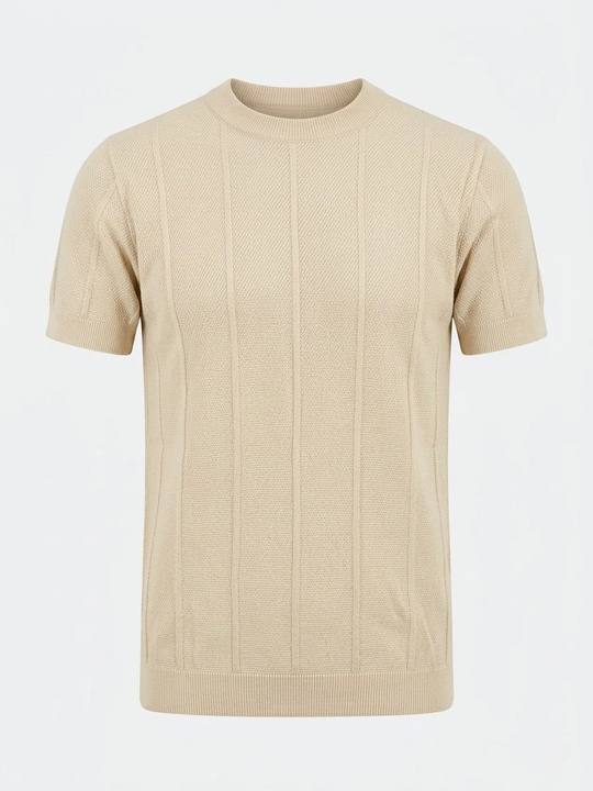 Sandstone Beige - Column Knit Tee