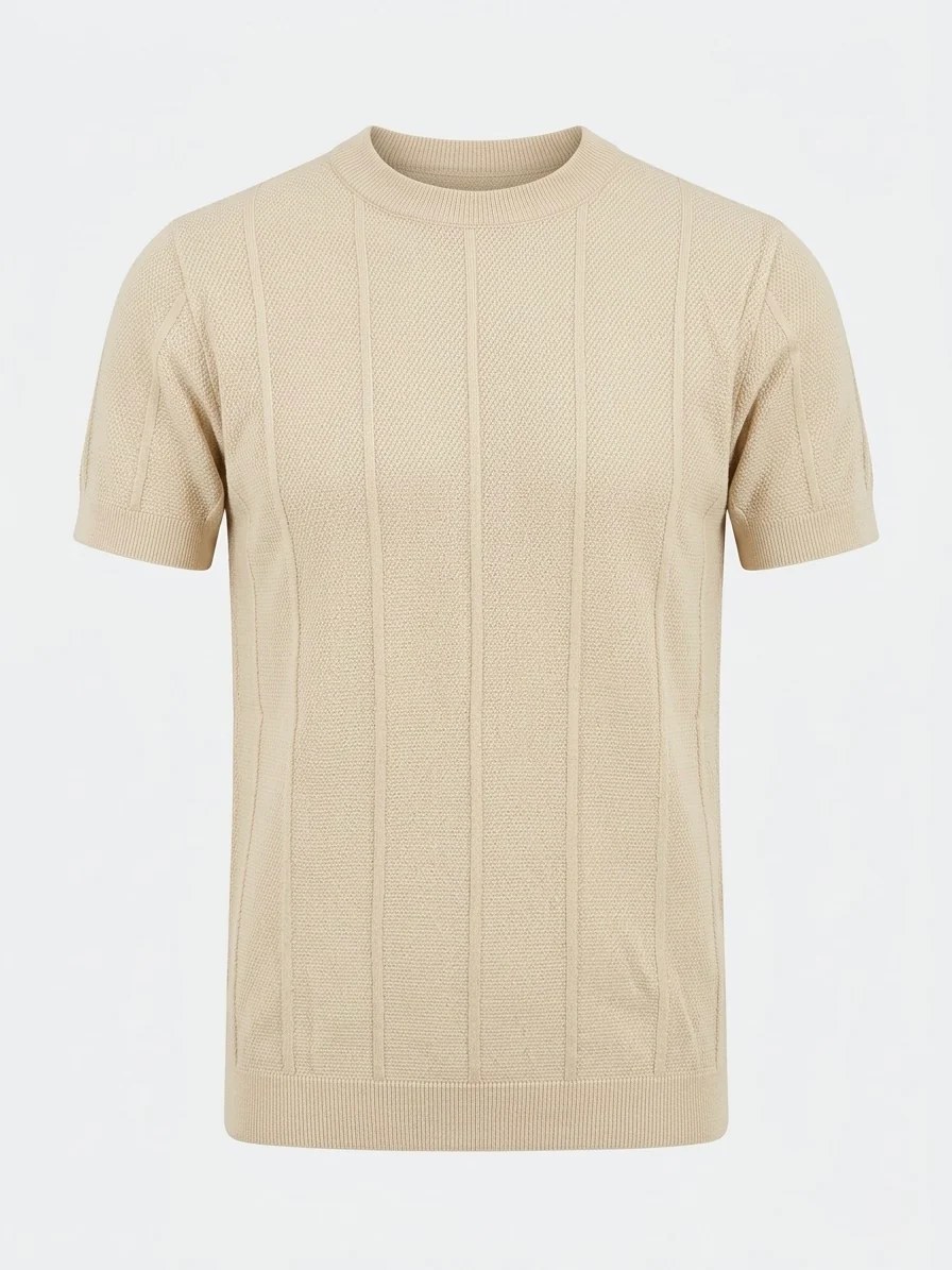 Sandstone Beige - Column Knit Tee