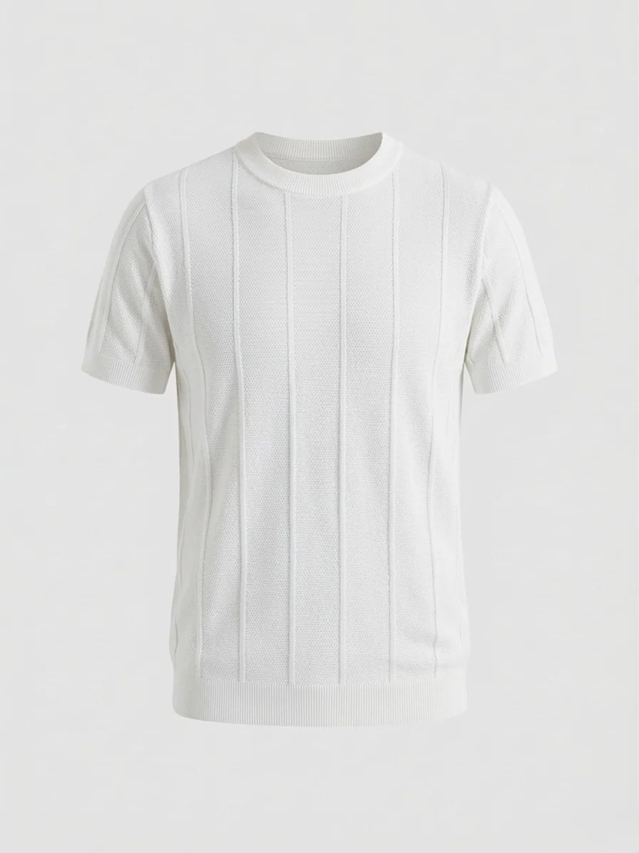 Pearl White - Column Knit Tee