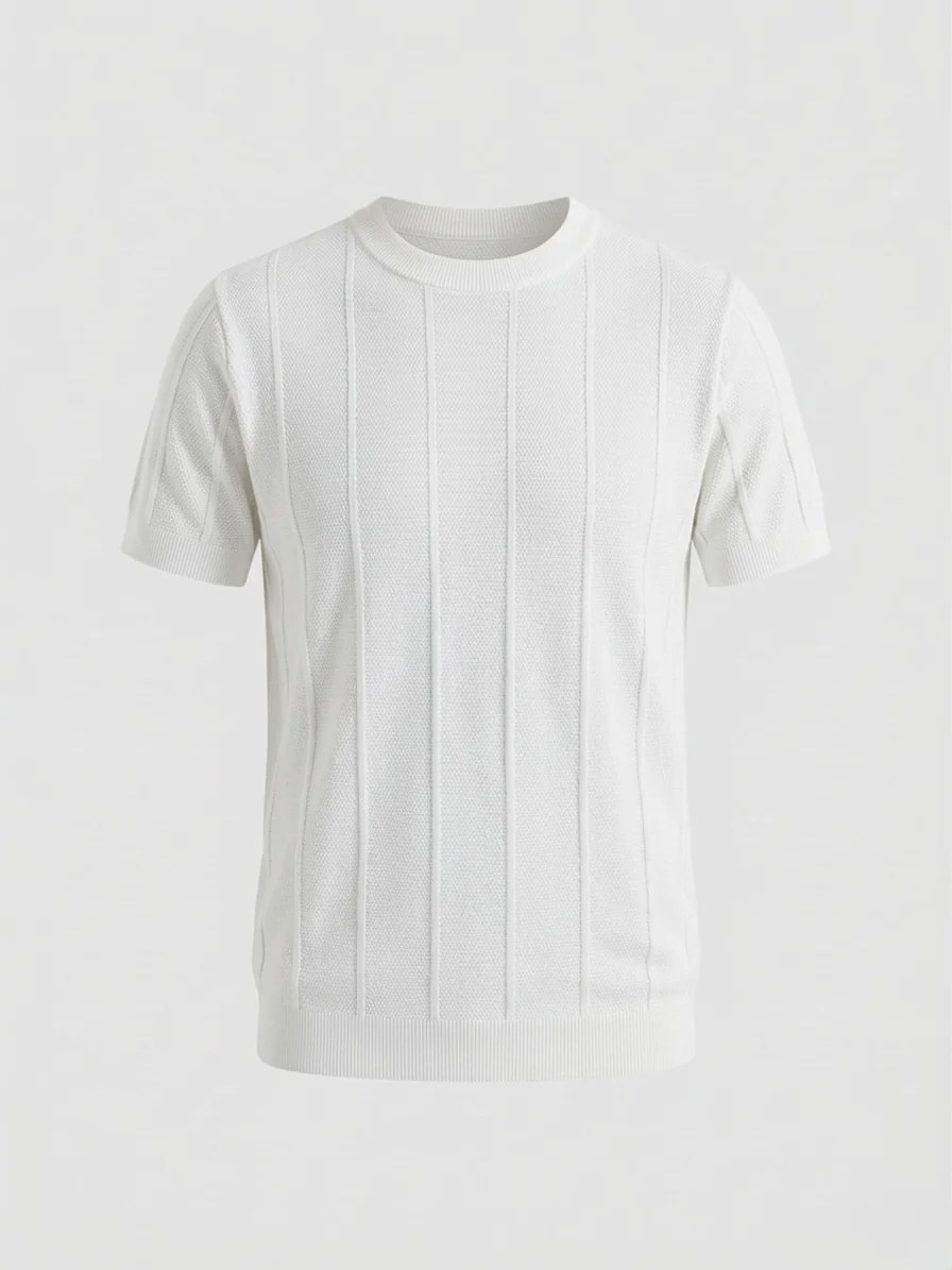 Pearl White - Column Knit Tee