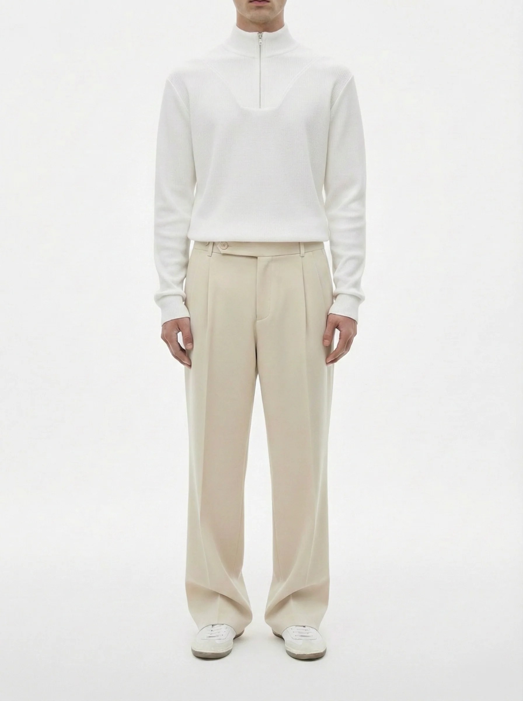 Sandstone Beige - Italian Pleated Pants