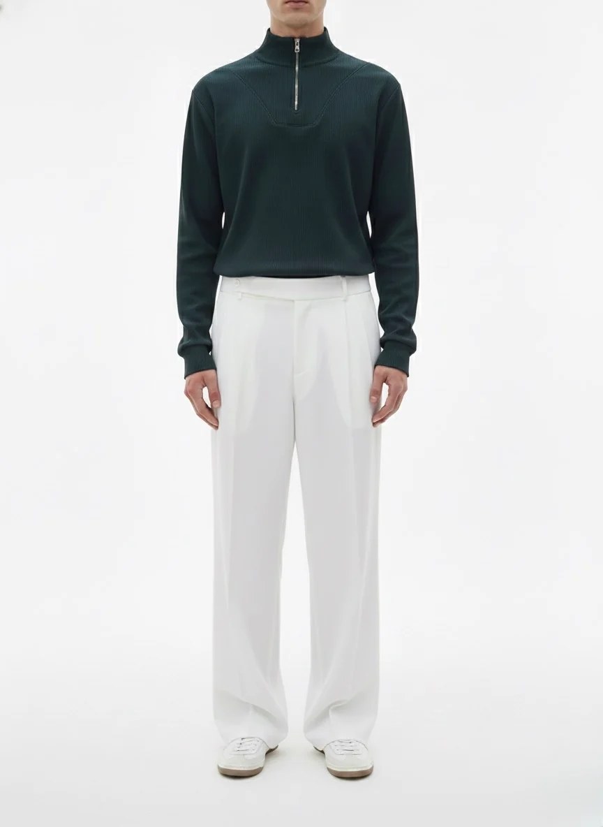 Pearl White - Italian Pleated Pants