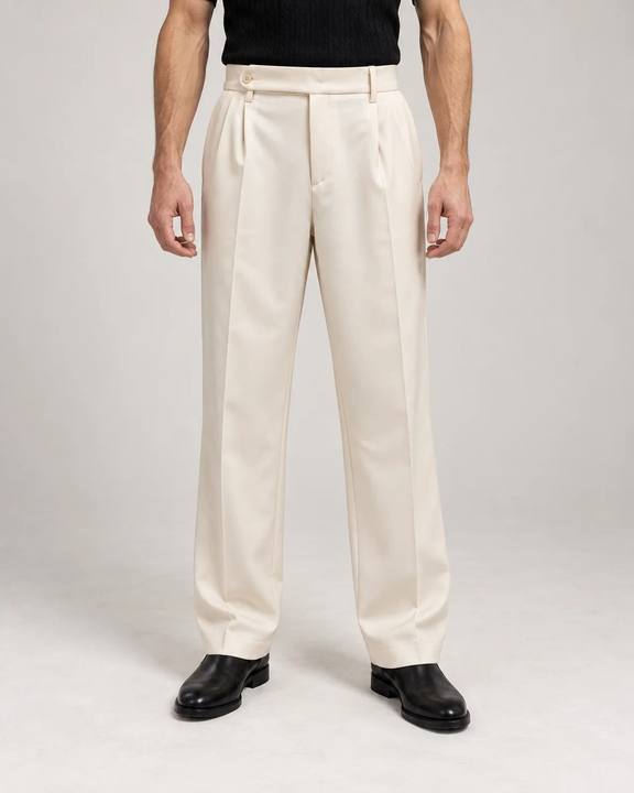 Creamy White - Italian Pleated Pants