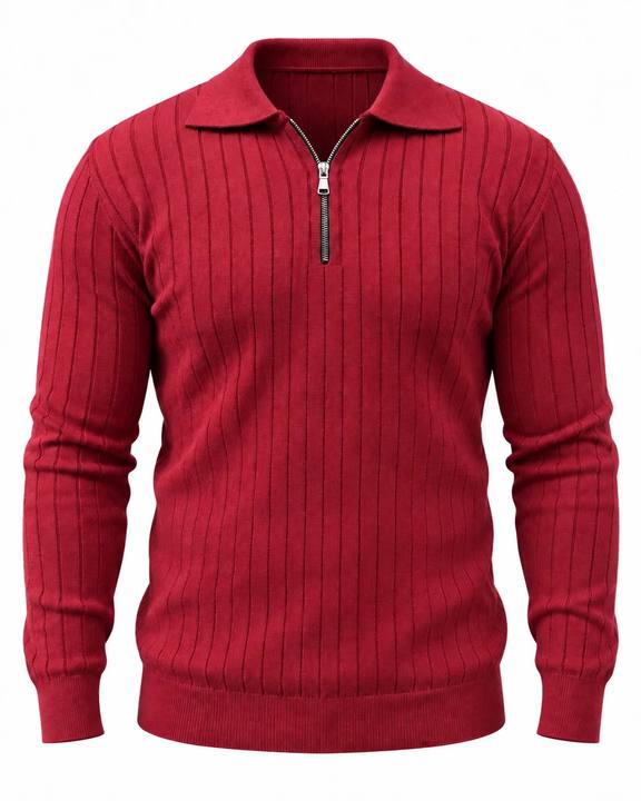 Berry Red - Column Zip Pullover