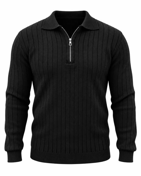 Midnight Black - Column Zip Pullover