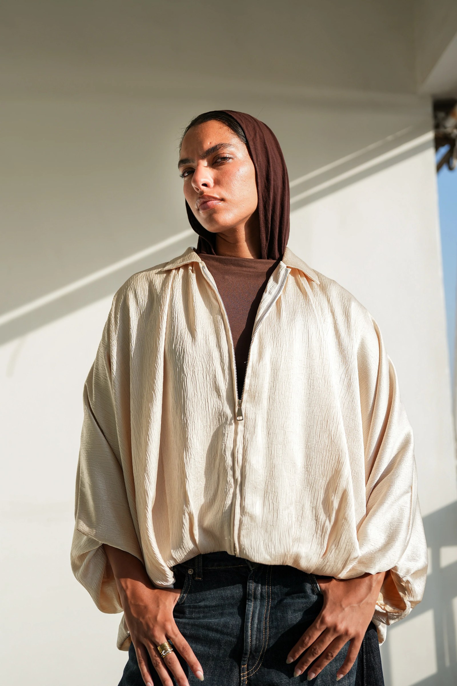 Silk Flow Jacket - Champagne