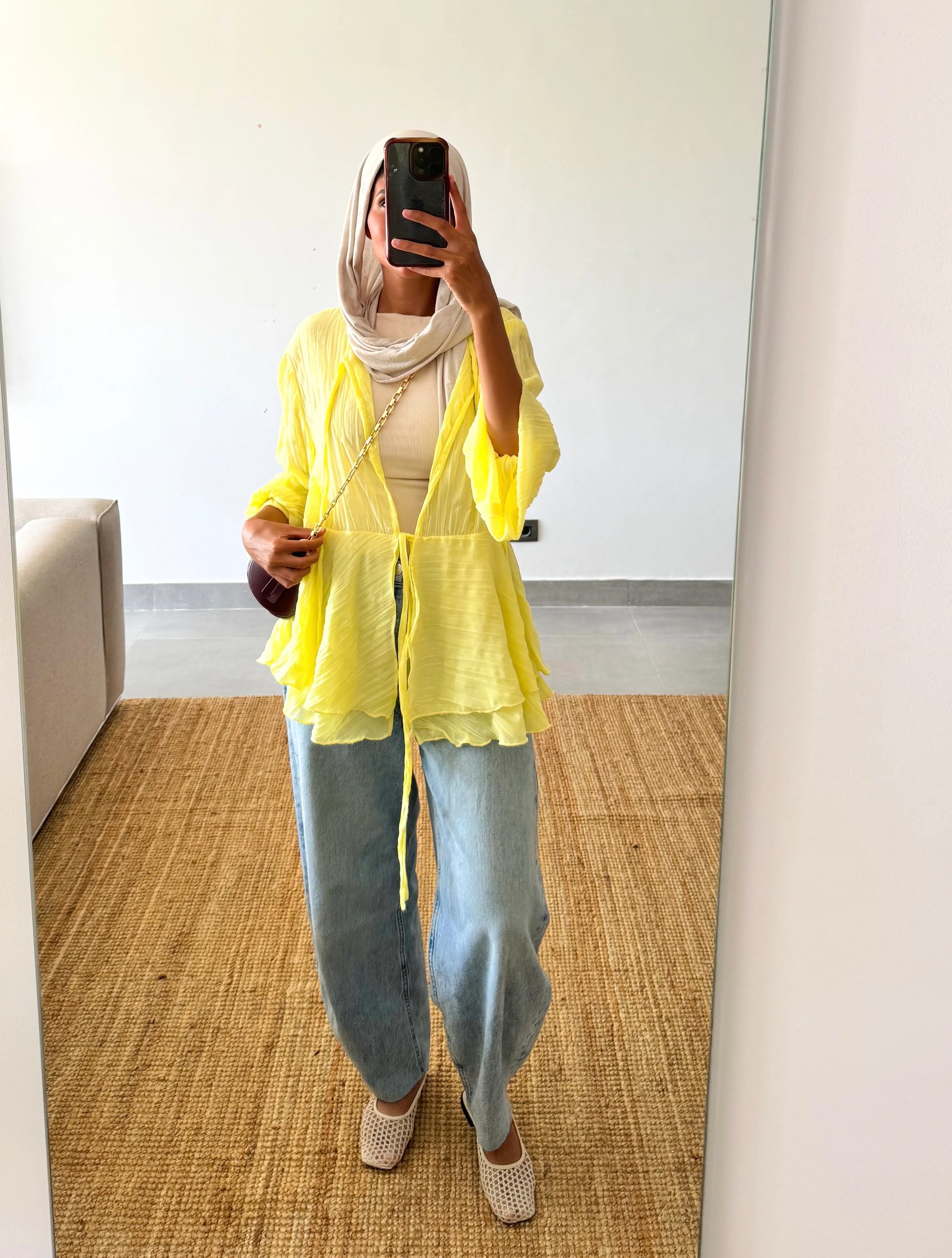 Crinkled Chiffon Set- Butter Yellow