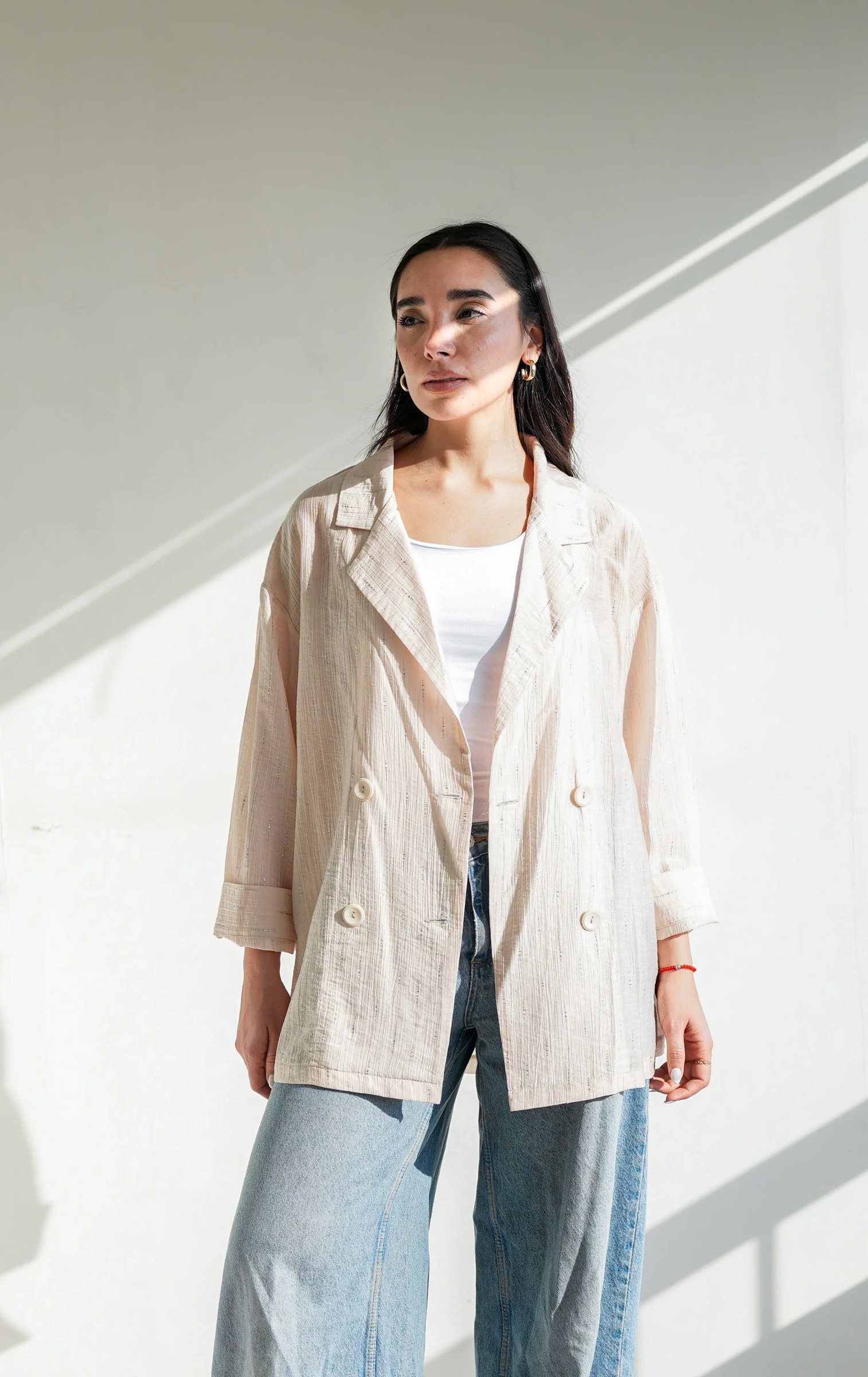 Starlight Shimmery Blazer - Off White