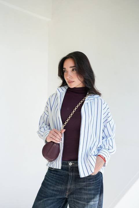 Minimal Stripe Crop Shirt - White