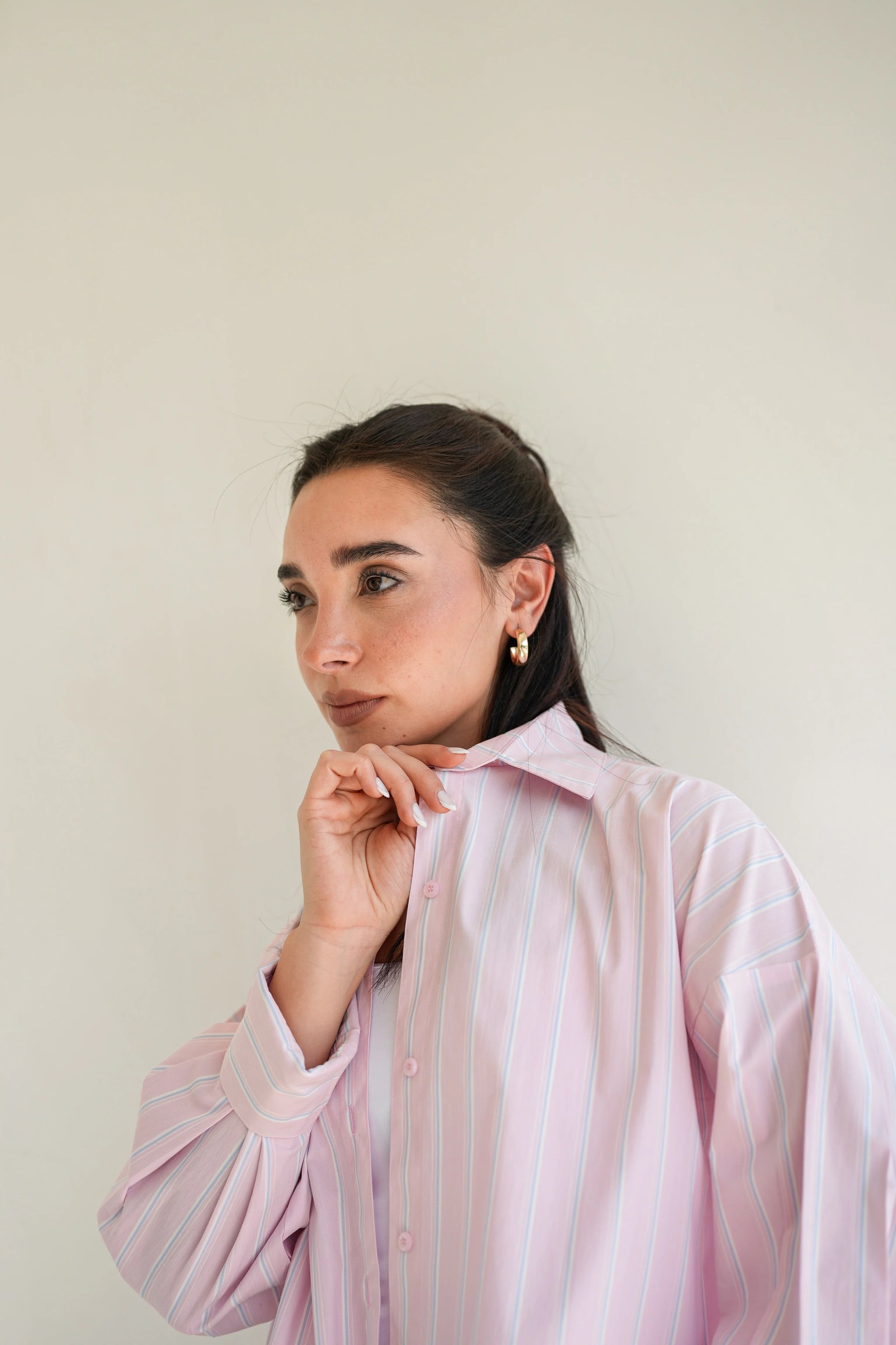 Minimal Stripe Crop Shirt -  Pink