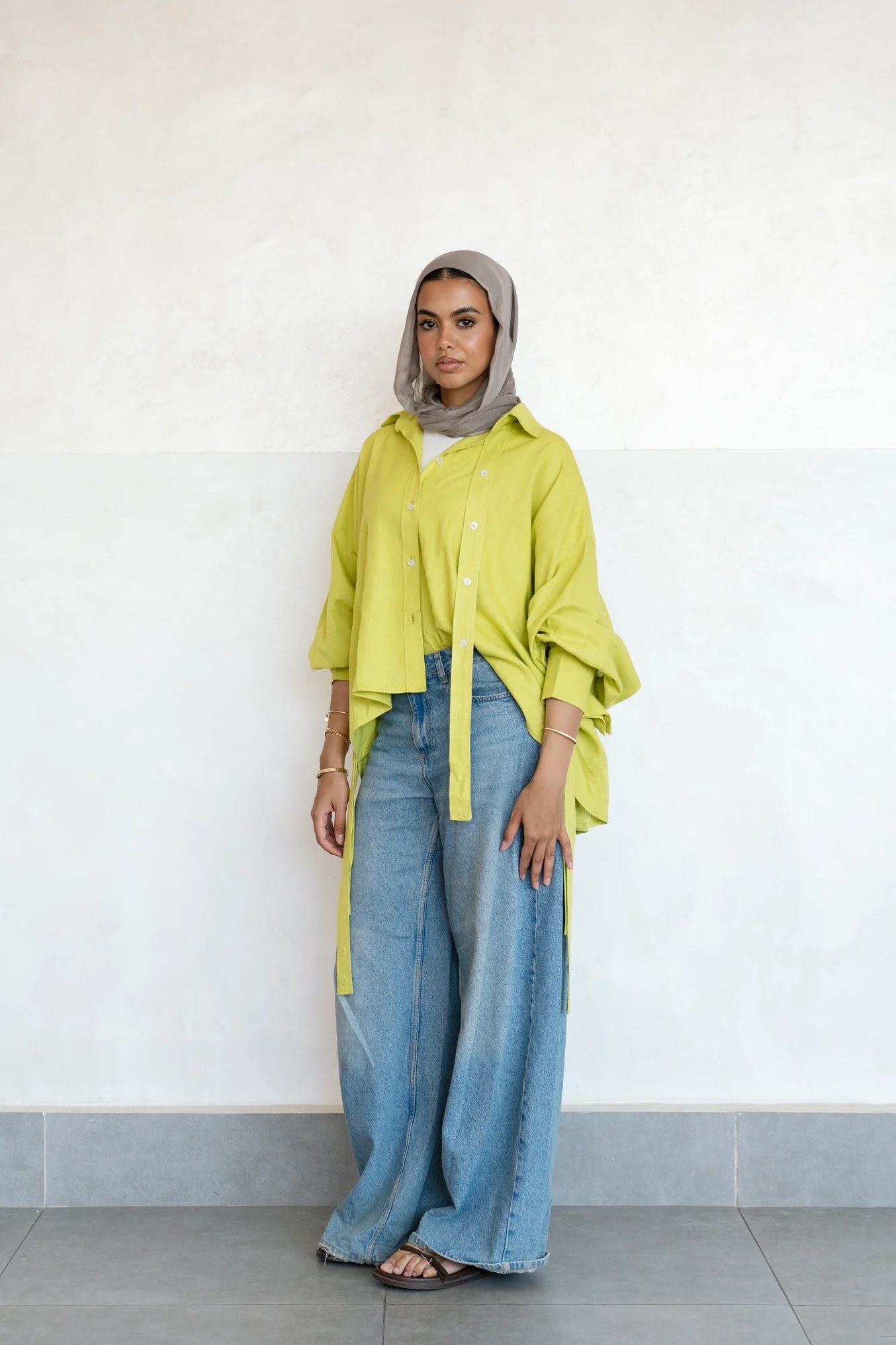 Linen button shirt - Lime green