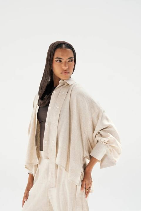 Linen buttoned Shirt - Beige