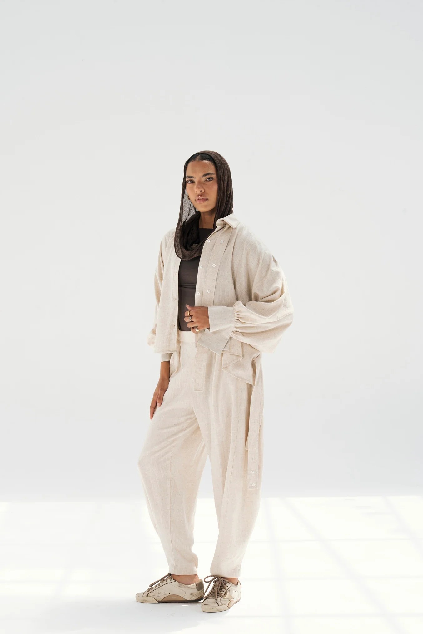 Linen buttoned Shirt - Beige