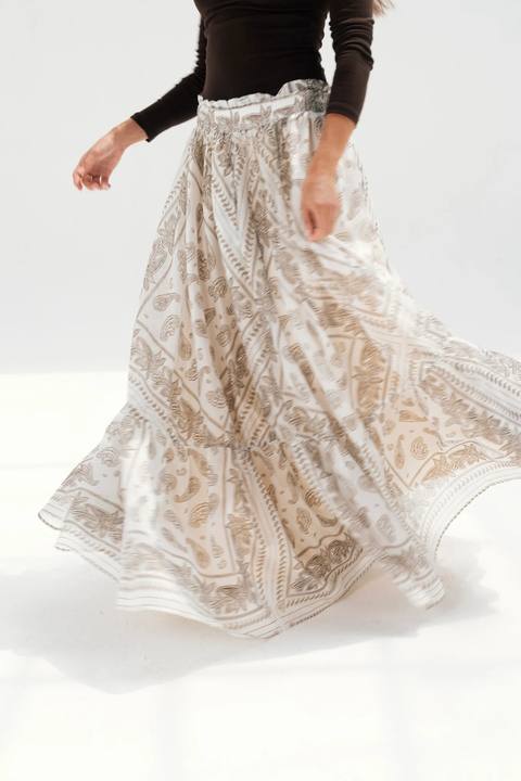Paisley Skirt - White