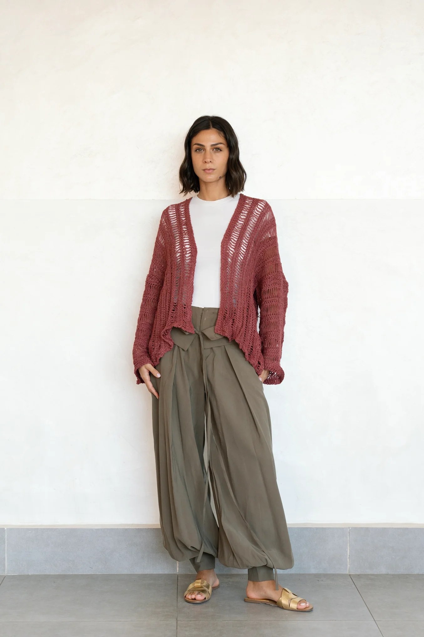 Summer Knit Cardigan - Burgundy