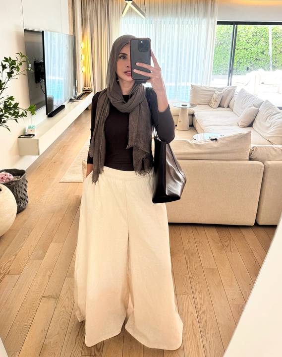 Wide Leg Linen Pants - Beige
