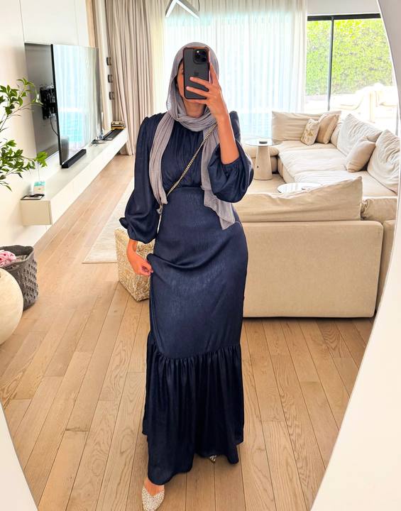 Pearl Sheen Dress - Navy