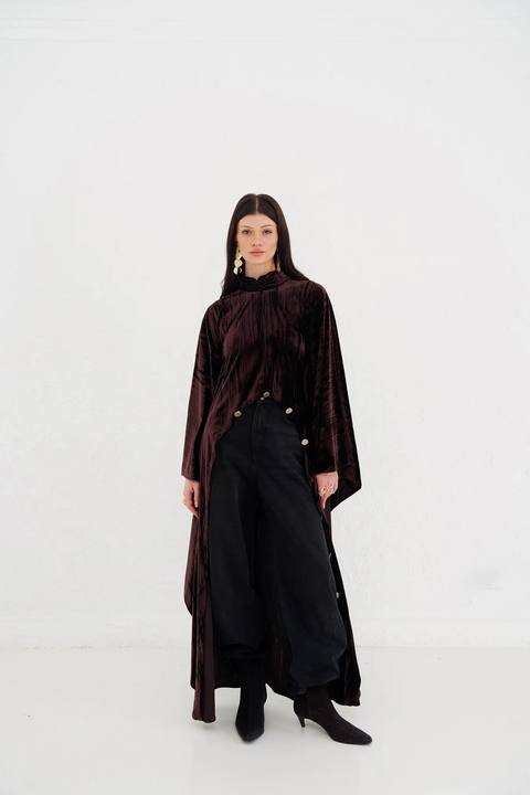 The Golden Button Velvet Top