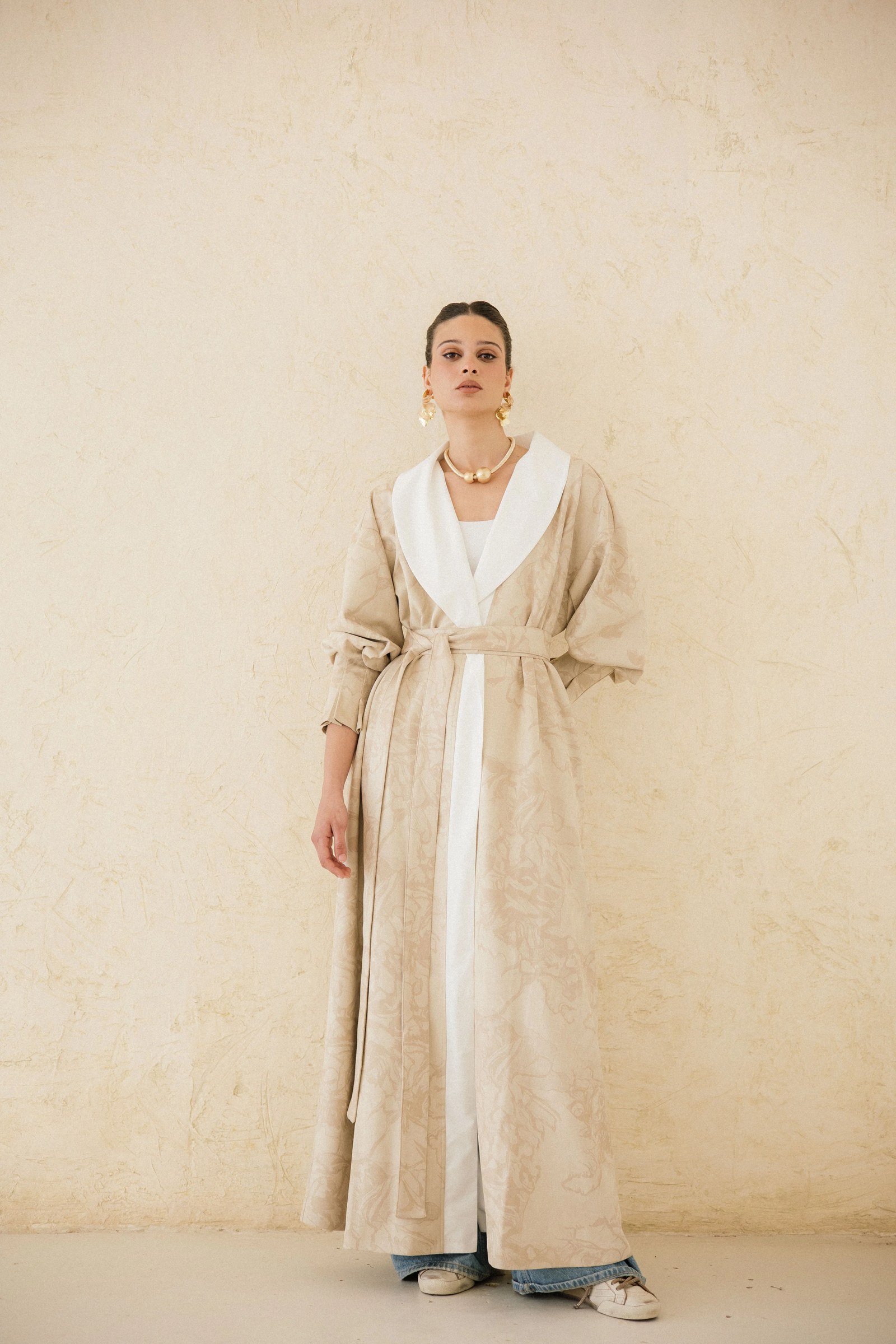 Cuffed Sleeve Printed Kaftan