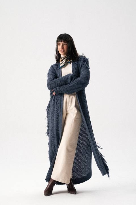 Handwoven Knit Cardigan Indigo