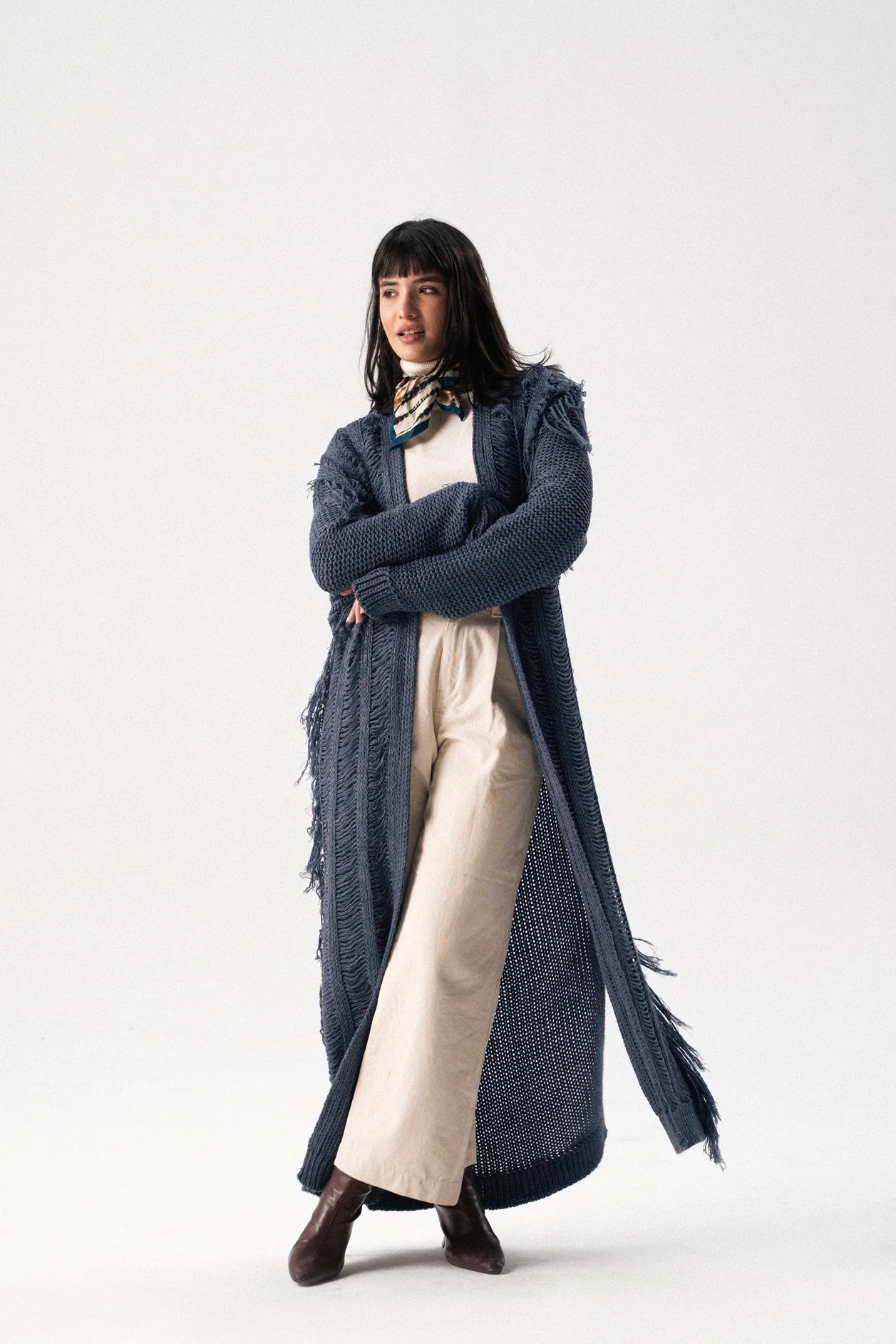 Handwoven Knit Cardigan Indigo