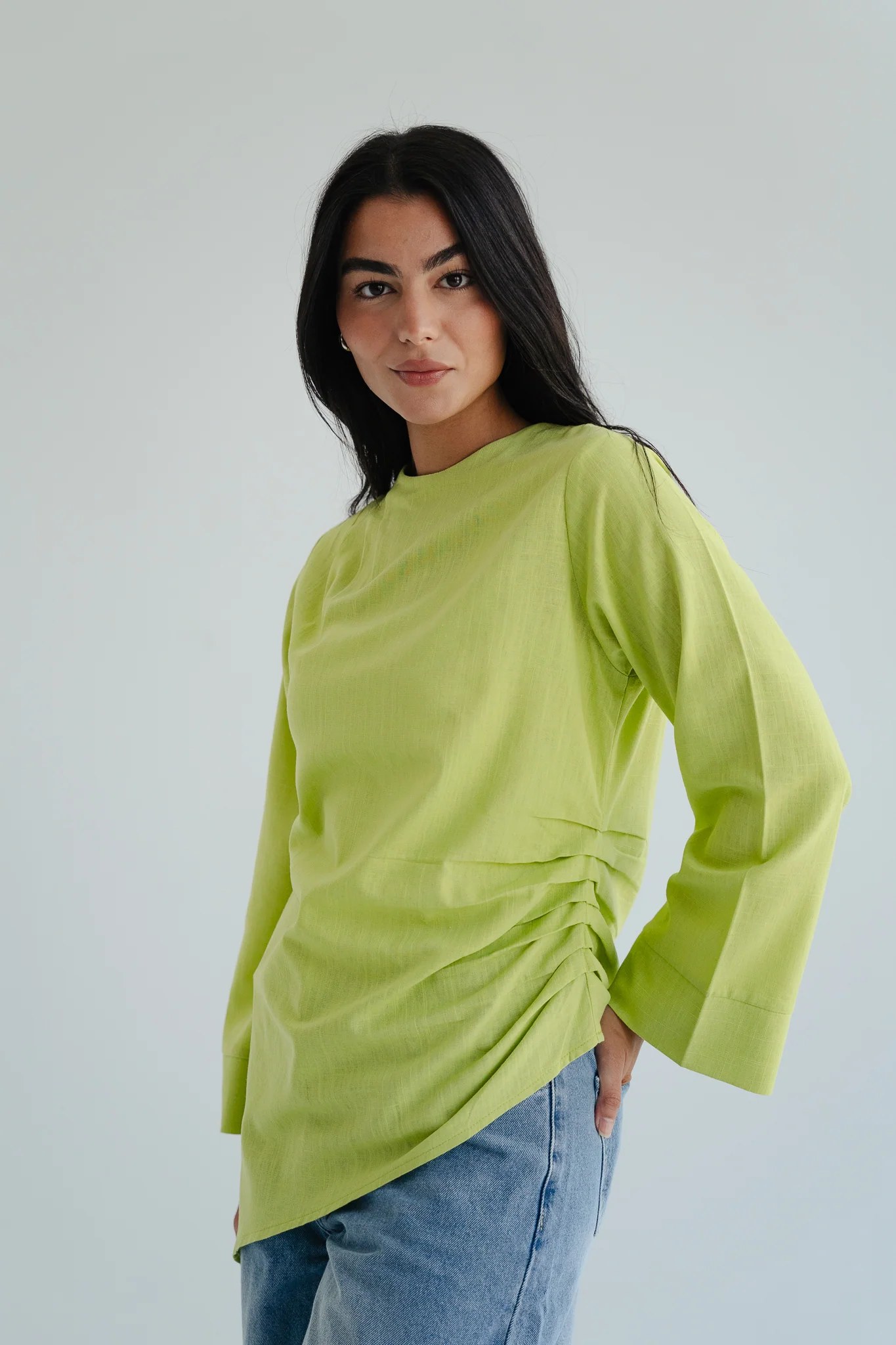 Side Drape Linen Top