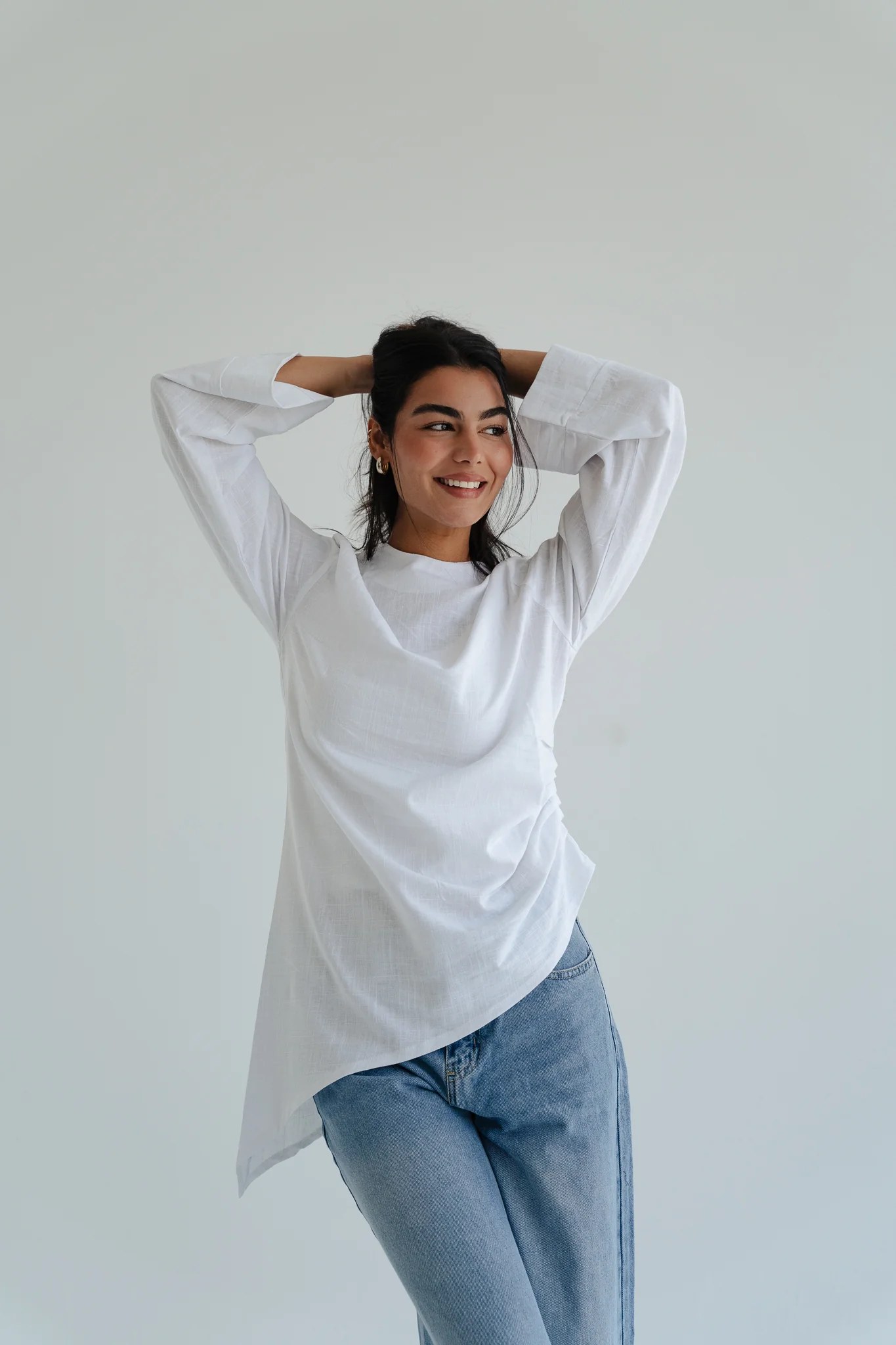Side Drape Linen Top