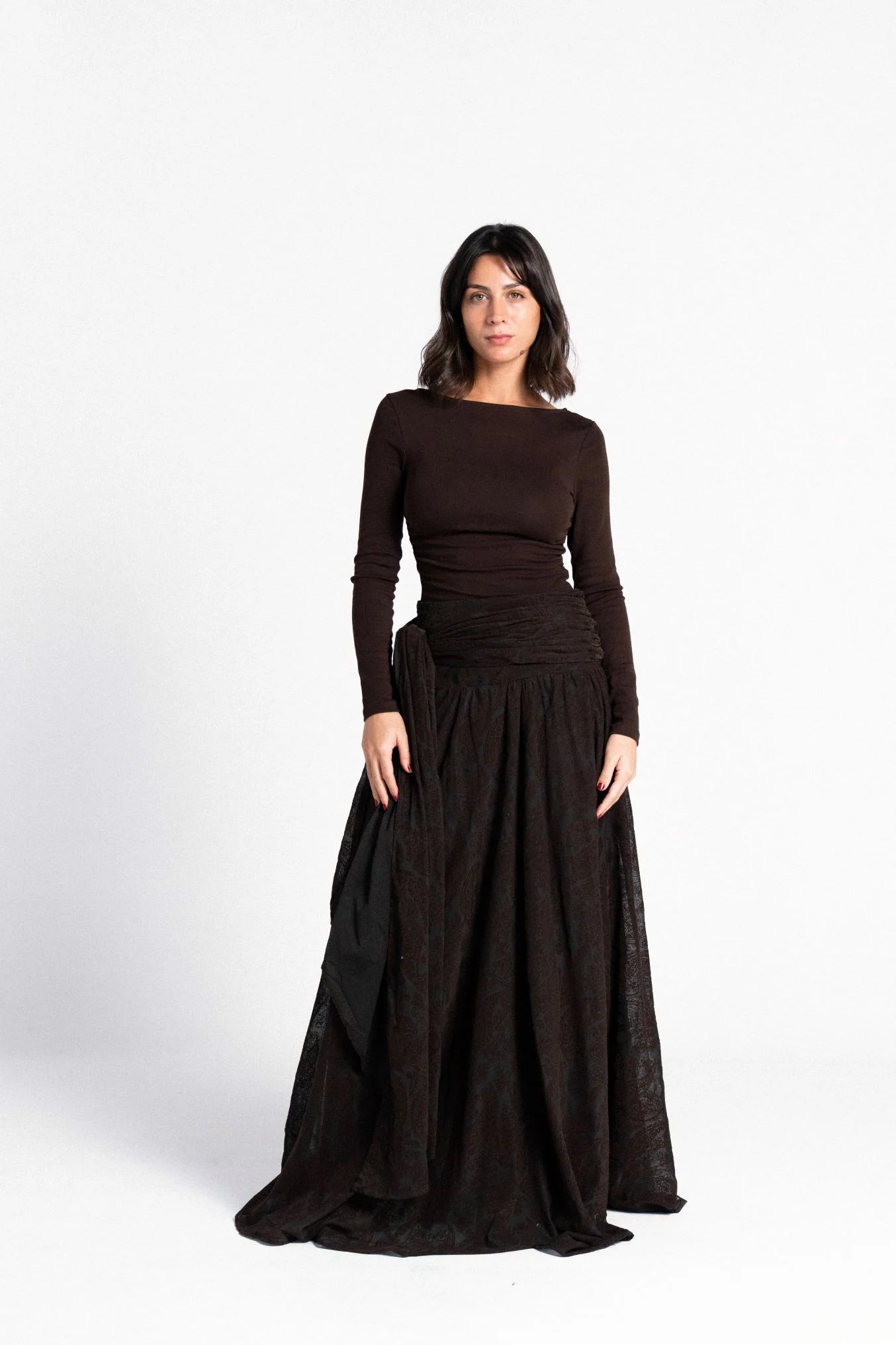 The Tulle Tie Skirt - Brown