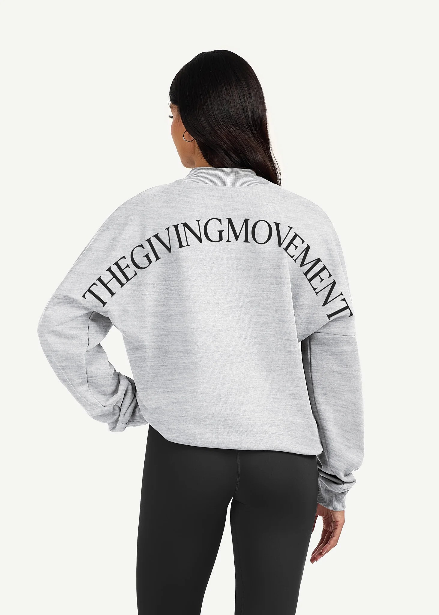 Oversized Curve Print High Neck Sweatshirt