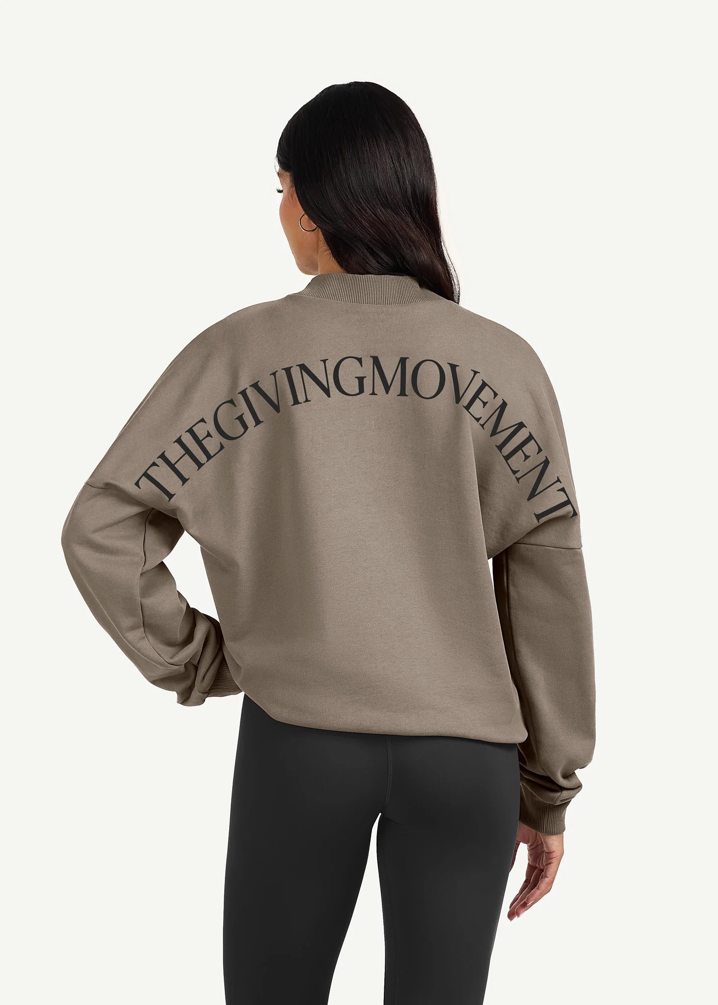 Oversized Curve Print High Neck Sweatshirt