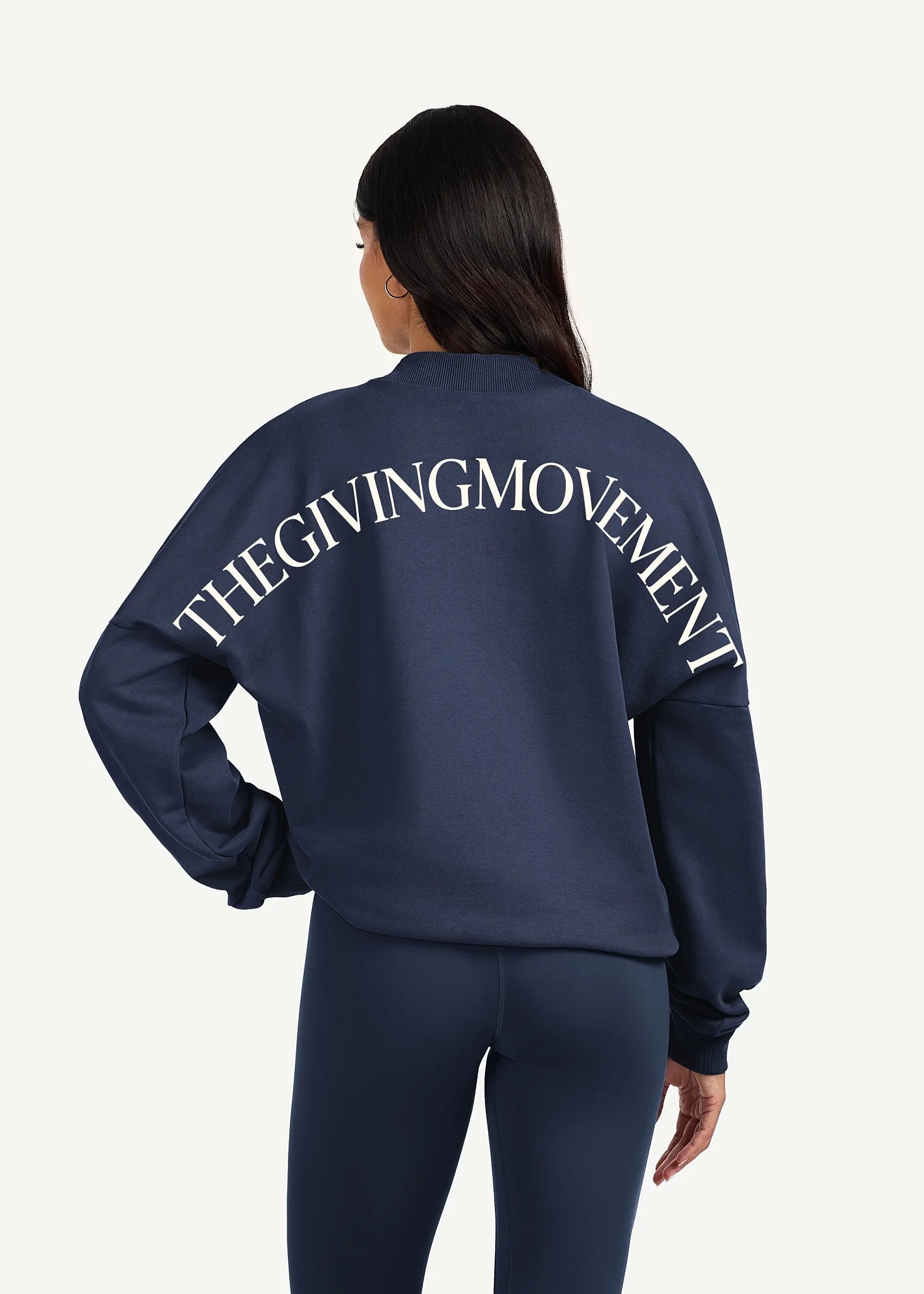 Oversized Curve Print High Neck Sweatshirt
