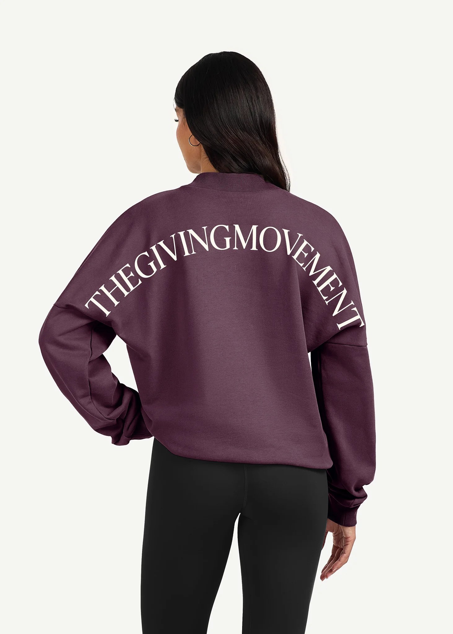 Oversized Curve Print High Neck Sweatshirt