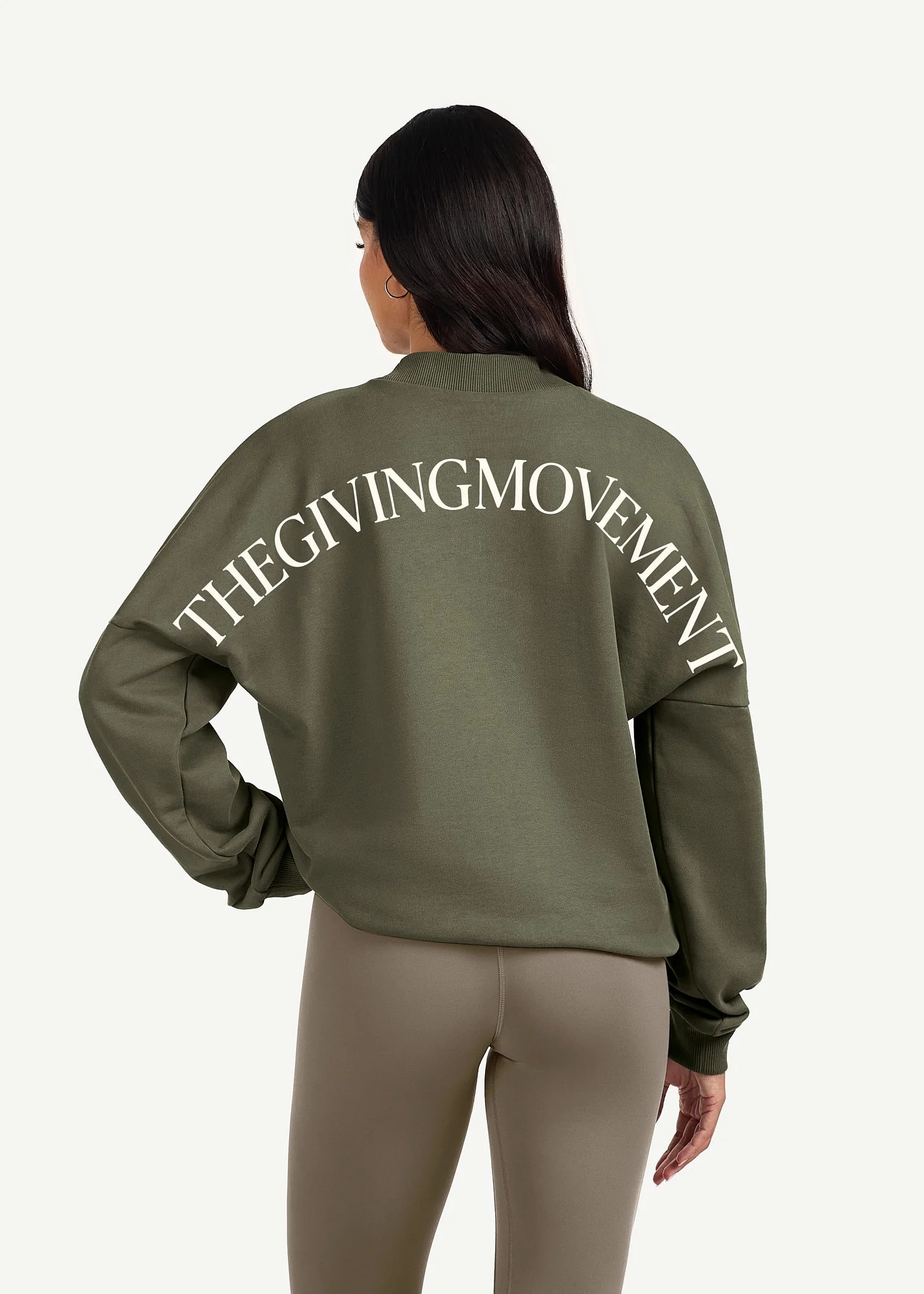 Oversized Curve Print High Neck Sweatshirt