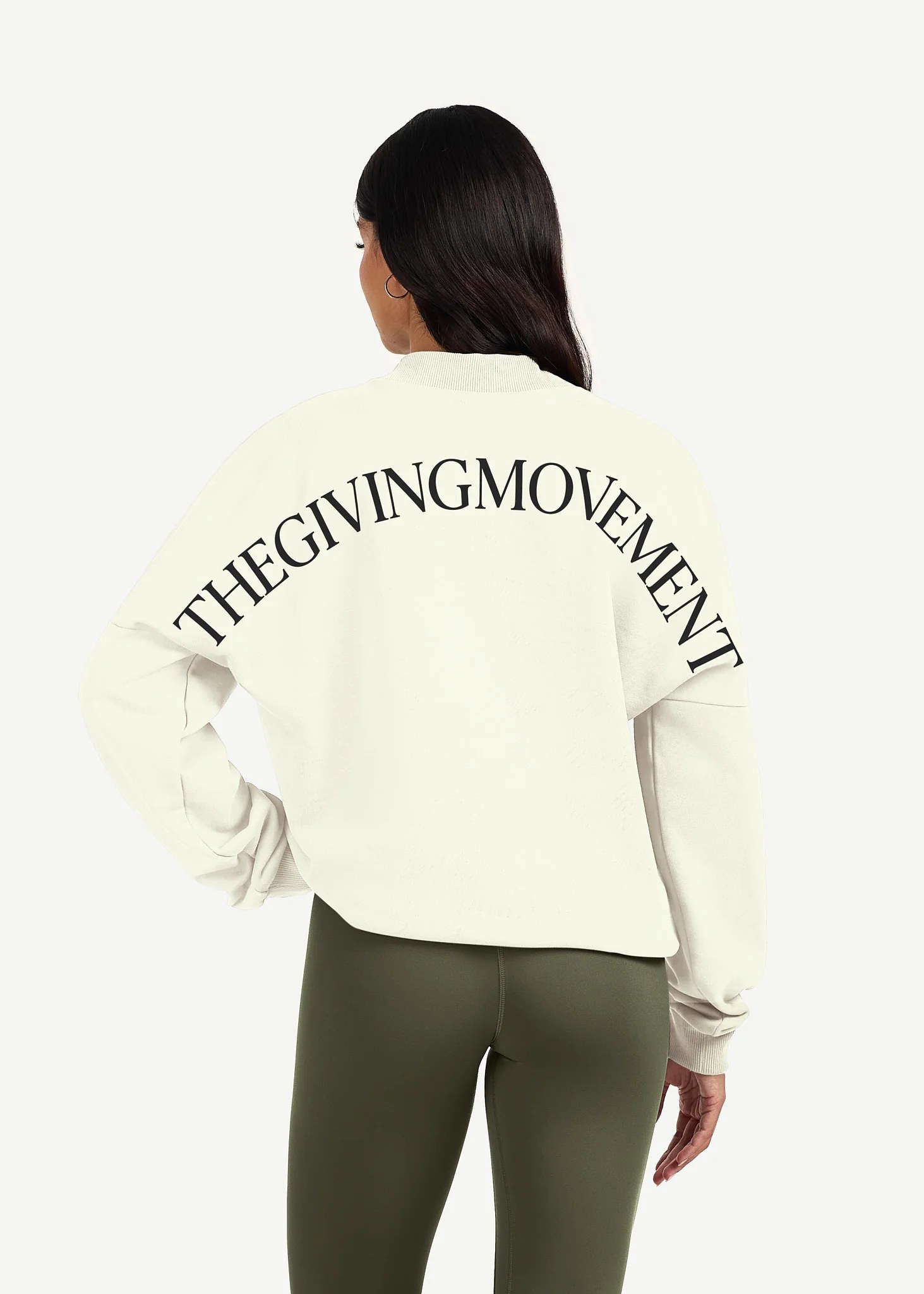 Oversized Curve Print High Neck Sweatshirt