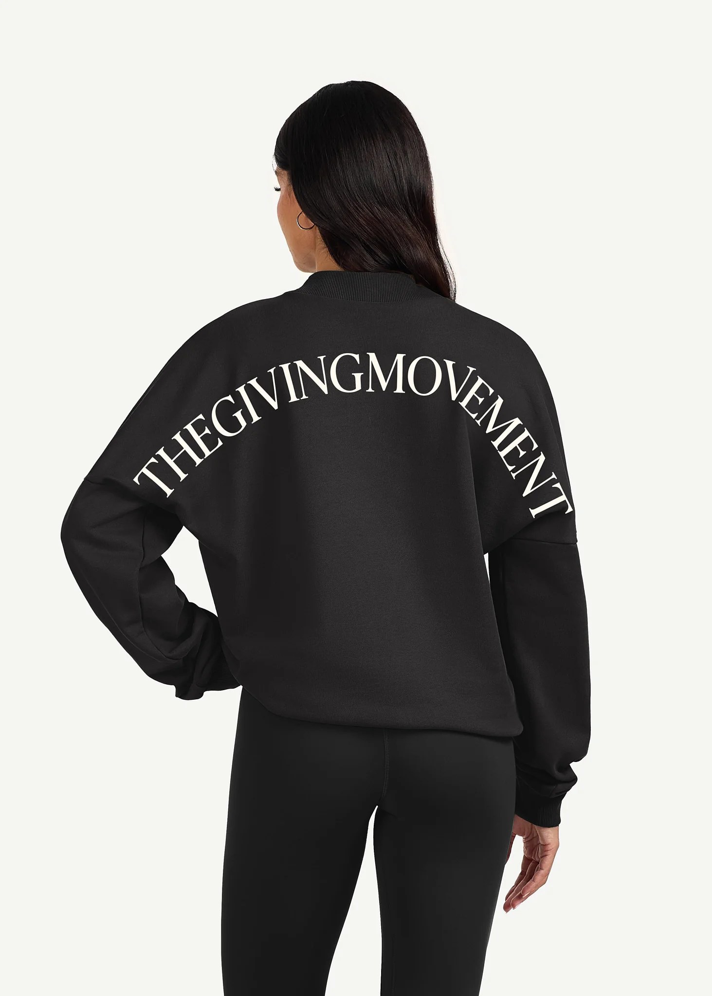 Oversized Curve Print High Neck Sweatshirt