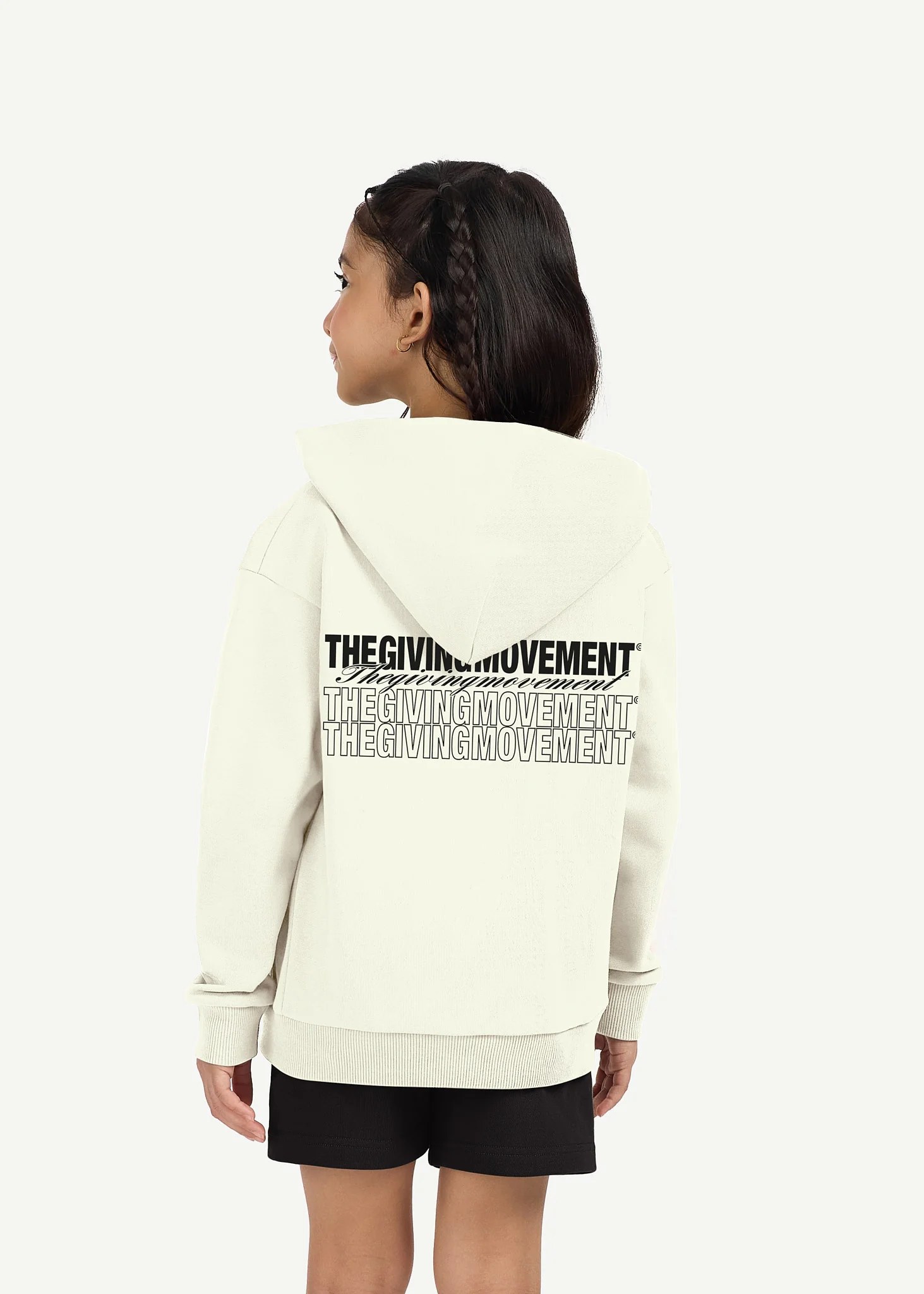 Kids Oversized Layer Print Zip Hoodie