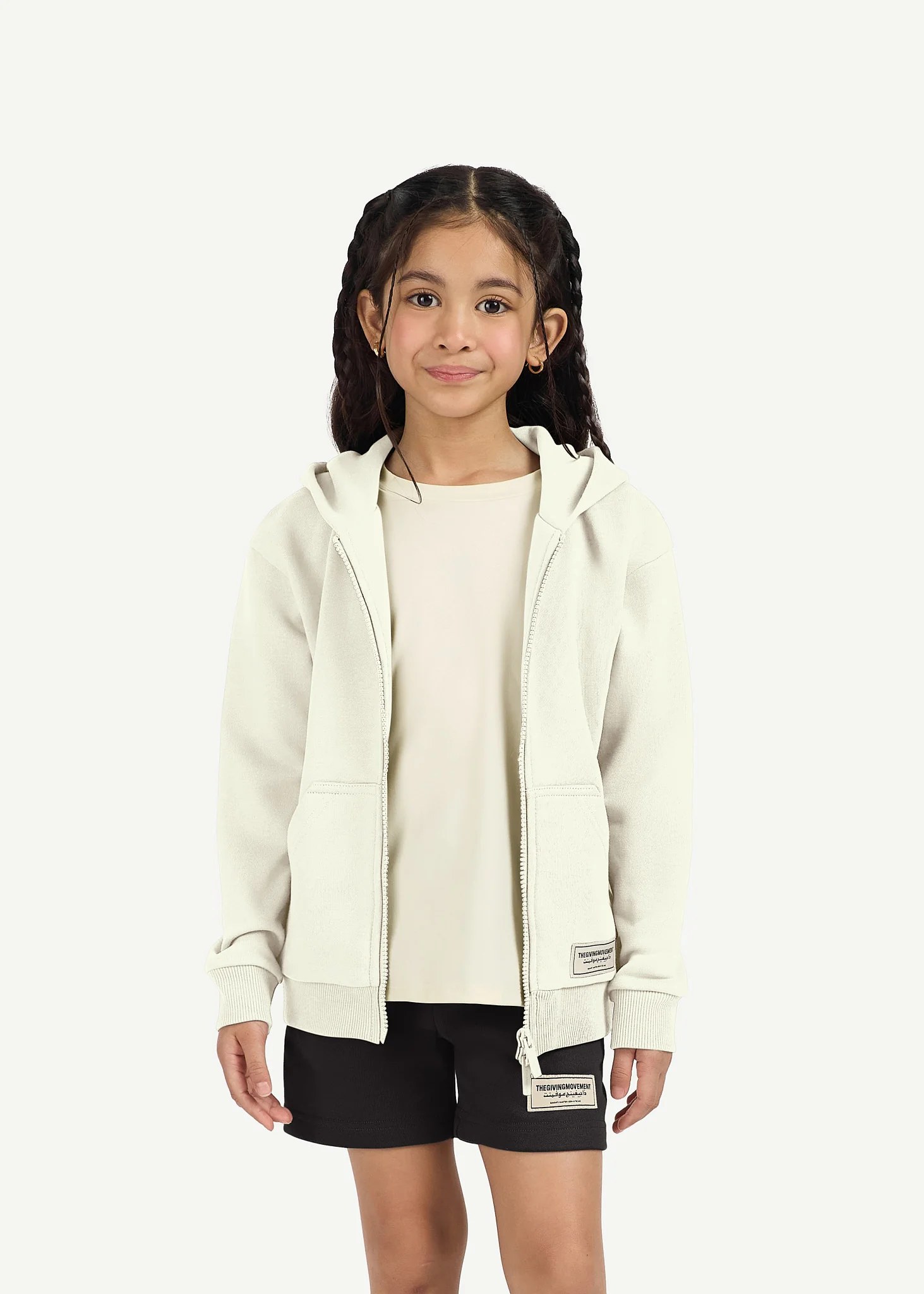 Kids Oversized Layer Print Zip Hoodie