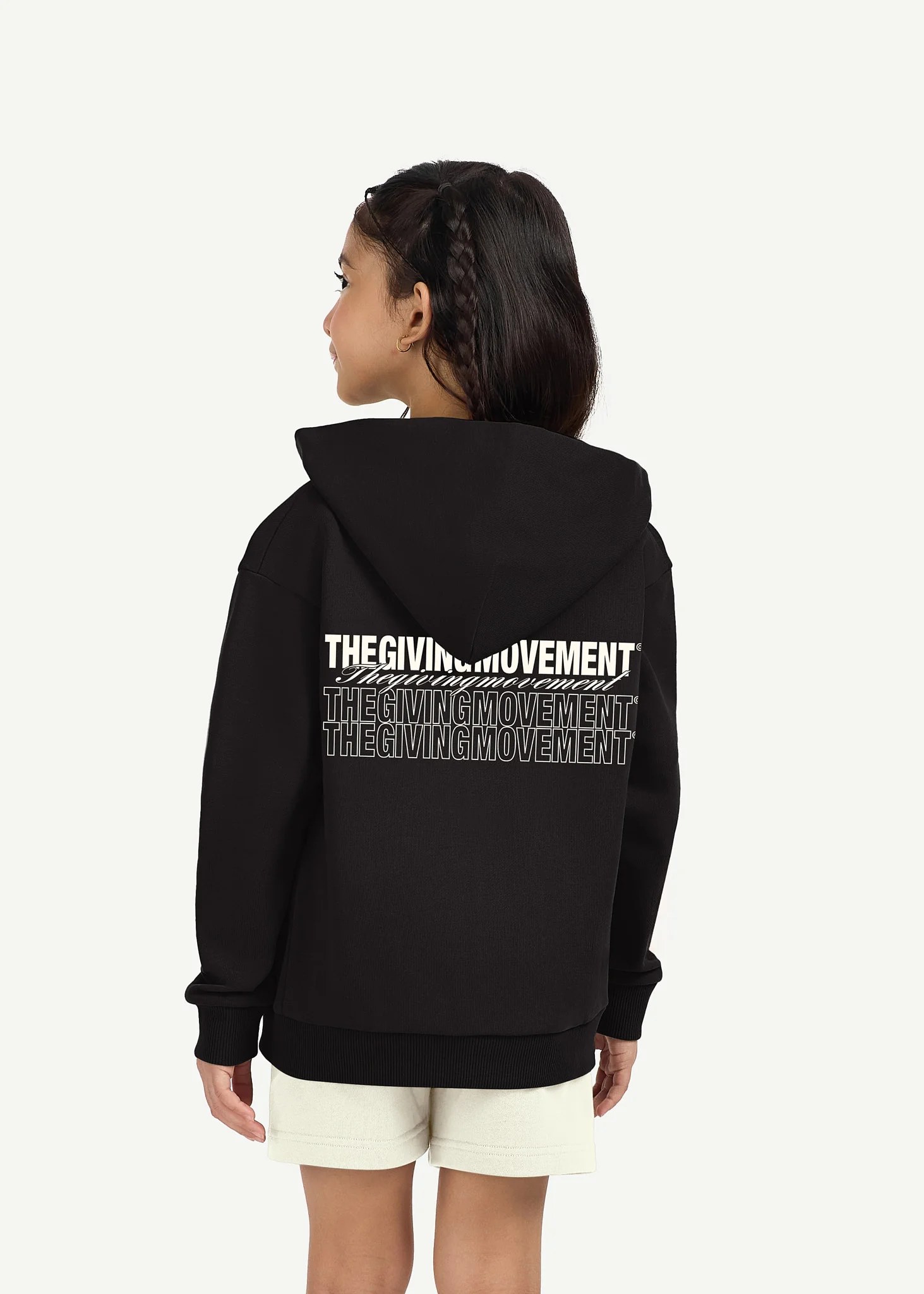 Kids Oversized Layer Print Zip Hoodie
