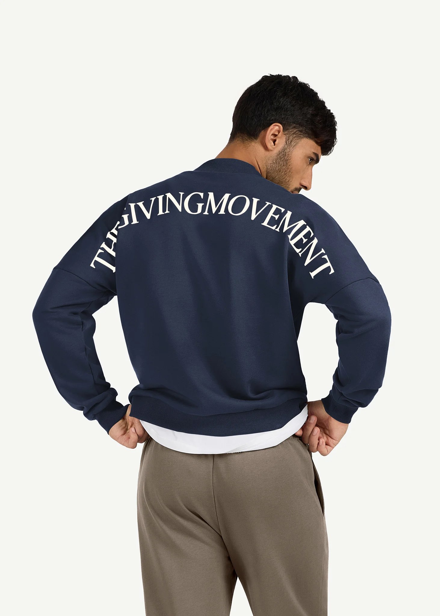 Oversized Curve Print High Neck Sweatshirt