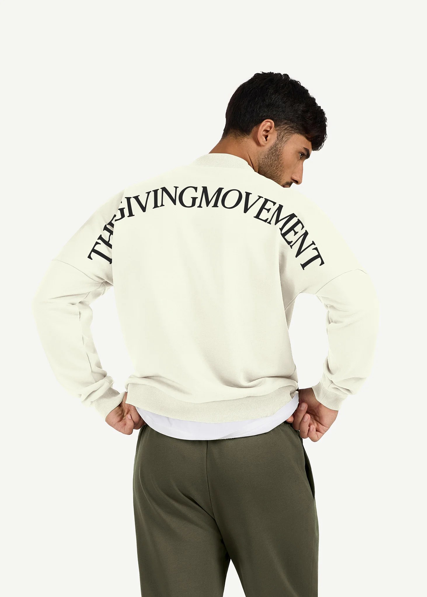 Oversized Curve Print High Neck Sweatshirt