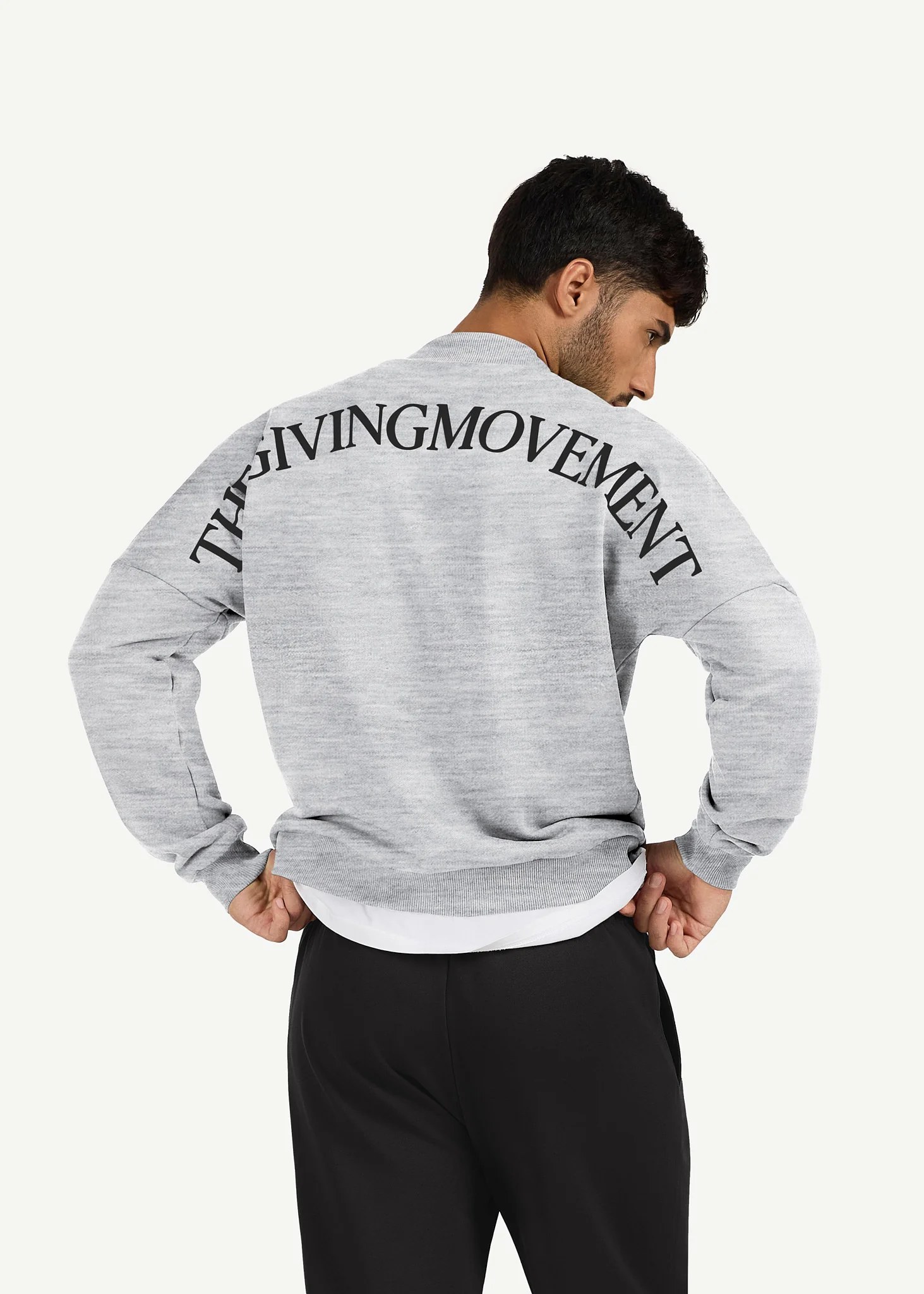 Oversized Curve Print High Neck Sweatshirt