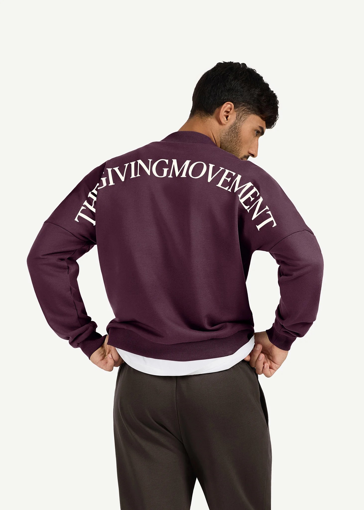 Oversized Curve Print High Neck Sweatshirt